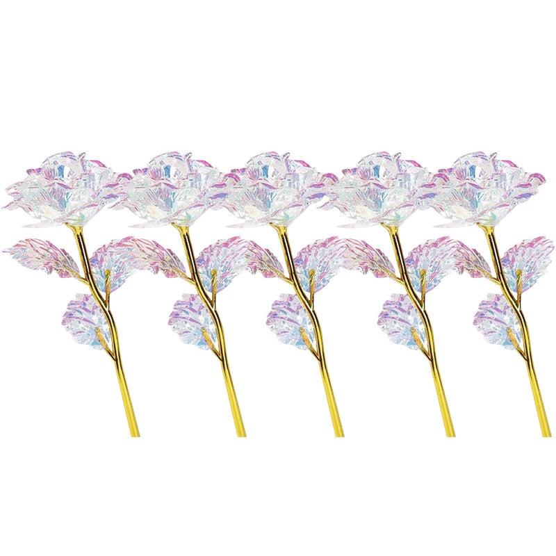 Rose Colorful Rainbow Artificial Flowers Crystal Flower Best Gifts for Mother's Day Thanksgiving Valentine's Day Birthday Party