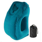 Flocked Inflatable Air Cushion Travel Pillow Headrest Chin Support Cushions for Airplane Plane Car Office Rest Neck Nap Pillows