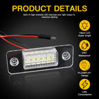 2Pcs For Audi A8 D3 2002-2006 2007 2008 2009 2010 Car Rear White LED License Plate Light Number Lamps OEM # 4E0943021,4E0943022