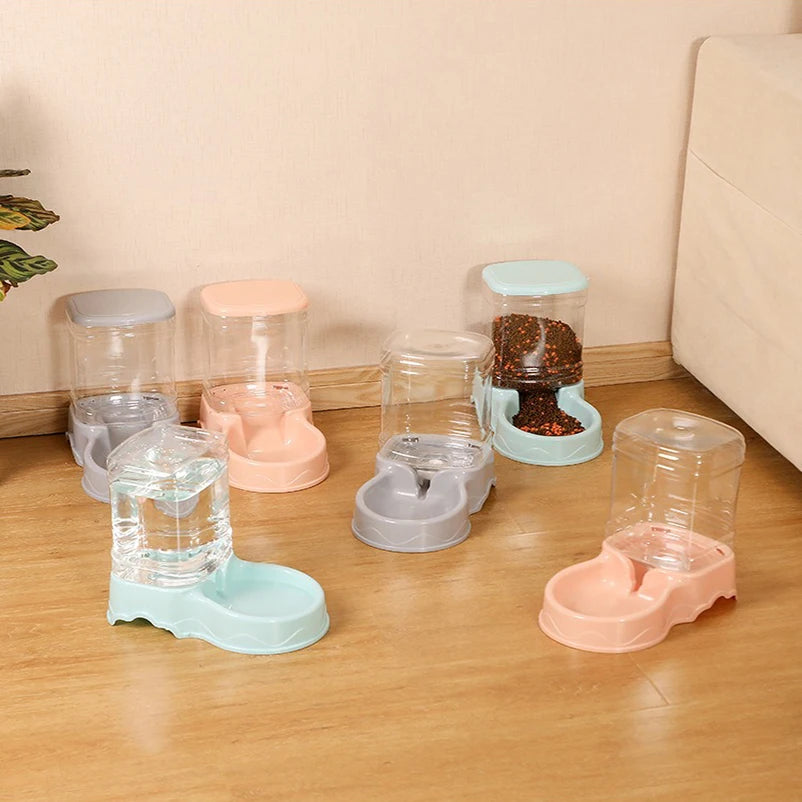 Pet automatic feeder cat drinking water bowl cat bowl dog bowl 3.8L large capacity grain storage barrel pet supplies