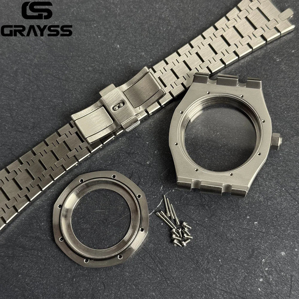 For Octagonal Stainless Steel 42mm Automatic Watch Case MOD Bracelet Transparent Back Sapphire Fit NH34 NH35 NH36 NH38 NH70 NH72