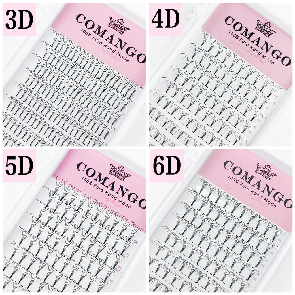 5pcs/Lot CoMango Short Stem Premade Fans Russian Volume Lashes Tray Premium Eyelash Extensions Supplies for Eye Beauty Makeup