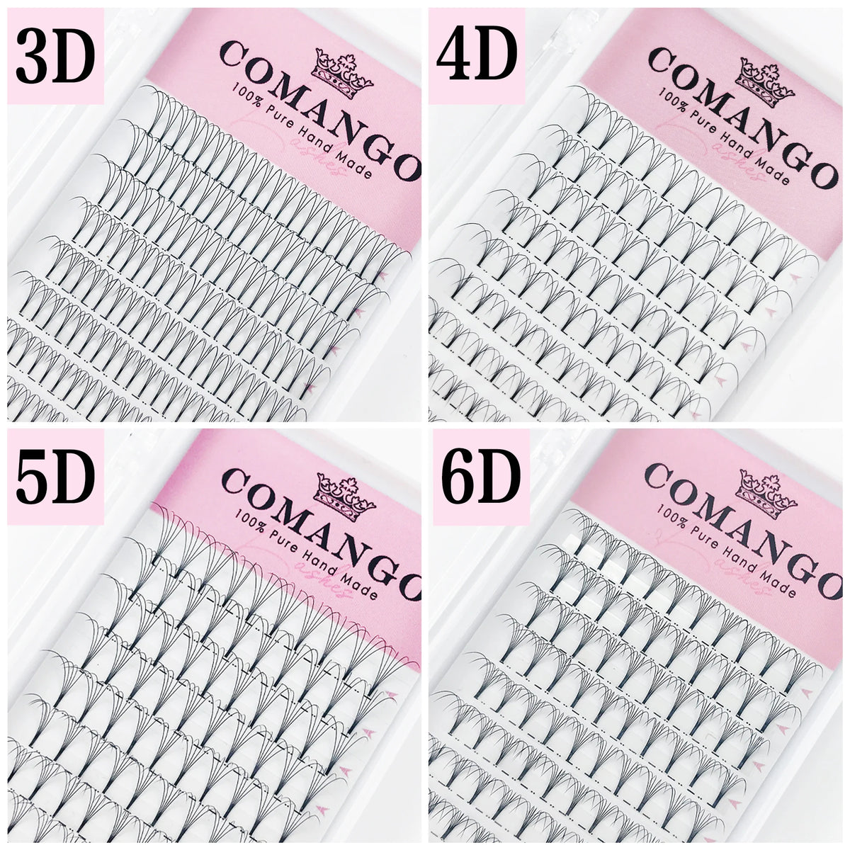 5pcs/Lot CoMango Short Stem Premade Fans Russian Volume Lashes Tray Premium Eyelash Extensions Supplies for Eye Beauty Makeup