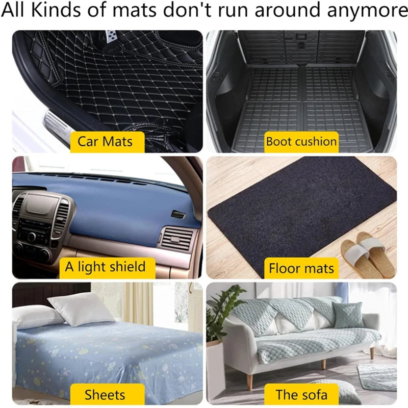 60-2PCS Double Faced Fixing Stickers Carpet Pad Dashboard Mat High Adhesive Fixed Patch Floor Mats Anti Skid Grip Tape Sticker