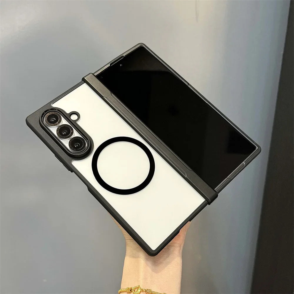 Fold7 Case Cover For Magsafe Magnetic Matte Phone Case For Samsung Galaxy Z Fold 7 5G 2025 Transparent Hinge Protection Cover