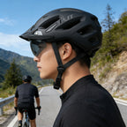 PJT New LED Bike Helmet With Sun Goggle Visor Rechargeable LED Men Bicycle Helmet Sunglasses Shield Road MTB Cycling Helmets