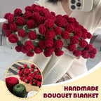 1pcs Rose Blanket Bouquet With Gift Bag Crochet Handmade Blanket of Roses Birthday Valentine's Day Gift for Girlfriend