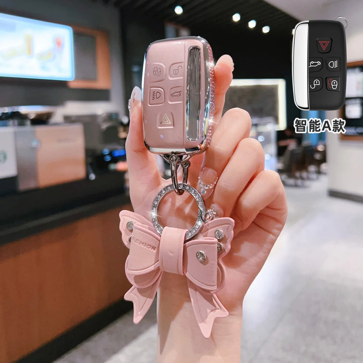 Side Diamond Pink TPU for Land Rover Range Rover Sport Evoque Freelander 2 for Jaguar XF XJ XJL XE Remote Car Key Case Cover Fob