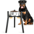 Adjustable Elevated Dog Bowl Stand Metal, Black L/XL, 11 or 13.7 in Tall (No Bowls)