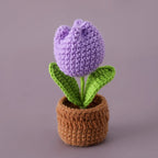 Mini Tulips Crochet Flowers Potted Cute Knitting Flowers Table Car Decor Handmade Artificial Tulips Flores Tejidas