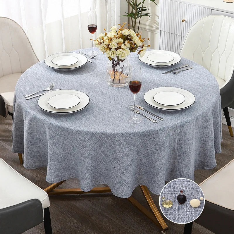 Waterproof Round Tablecloth for Round Dining Table Decorative Rustic Wipeable Table Cover Indoor Outdoor Use for Holiday Wedding