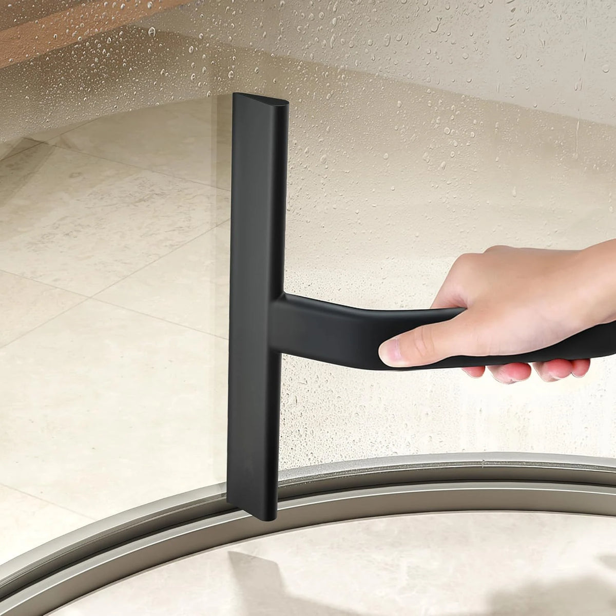 10"Just Hang Shower Squeegee for Glass Doors, All-One-Piece Silicone with Built-in Hook Design for Easy Hanging and Cleaning