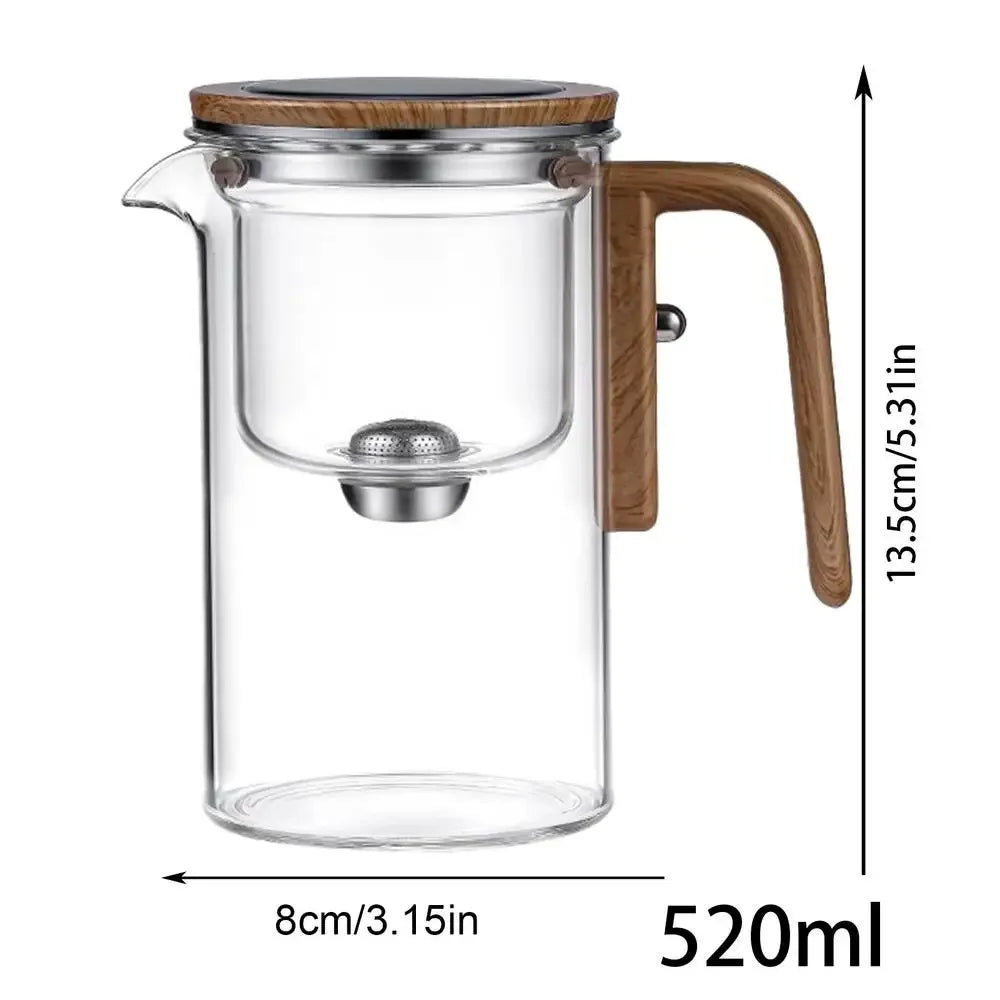 Glass Tea Pot Kettle Infuser 520ML/720ML Teapot Water Separation Inner Magnet One Click Magnetic Switches Tea Filtration Cup Set