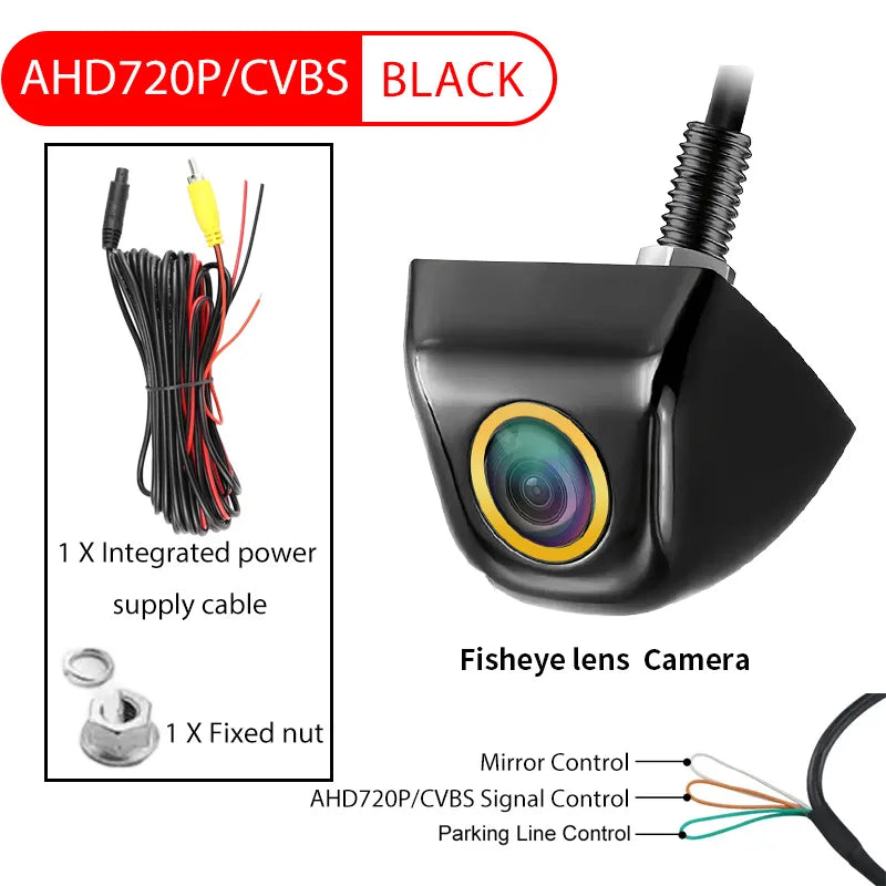 Universal Car Rear View Backup Camera 170° Fisheye Night Vision Waterproof 12V AHD/CVBS