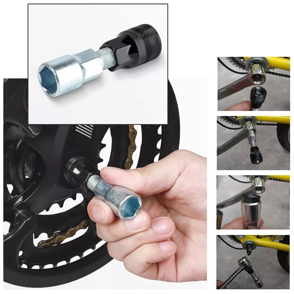 9PCS Bike Repair Tool Kit Crank Chain Cutter Extractor Freewheel Puller Crank Puller Spoke Wrench Complete Bike Maintenance Kits