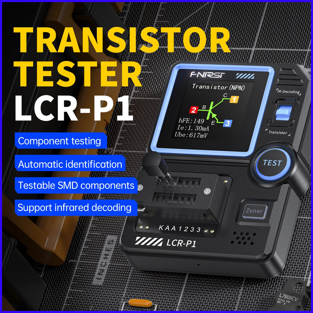 FNIRSI LCR-P1 Transistor Tester Diode Triode Capacimeter Resistance LCR ESR Meter MOSFET NPN PNP SMD Multifunction Tester