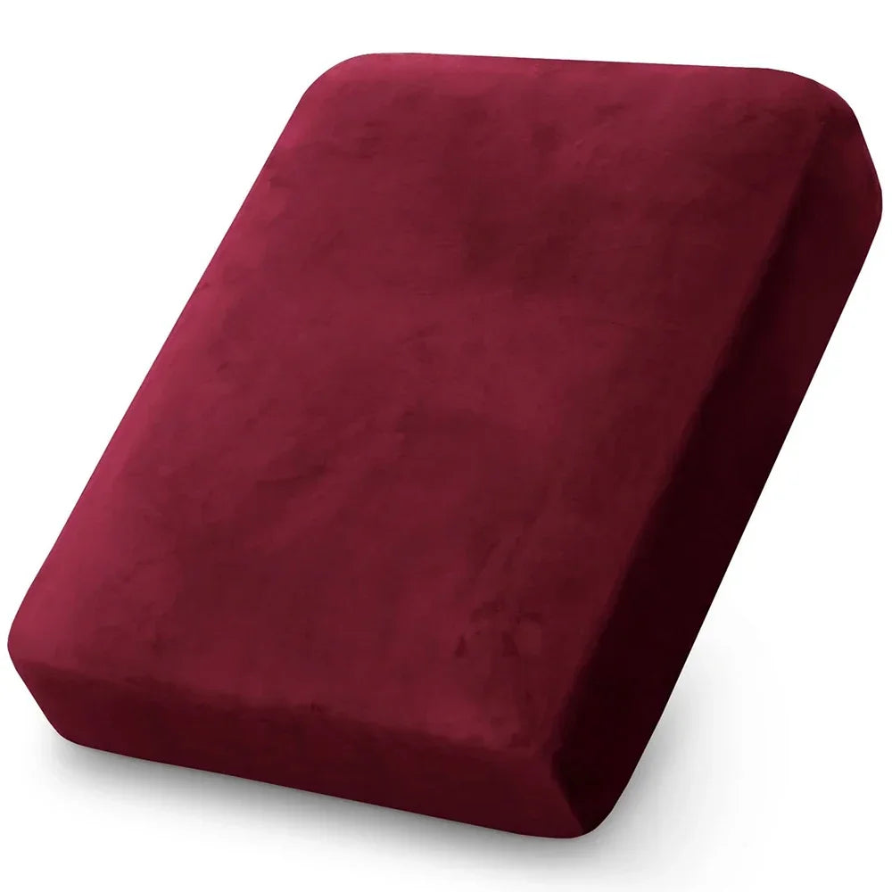 Velvet Sofa Cushion Cover Stretch Plush Seat Slipcover, Beige/Beige Gray, S-XL, 1pc