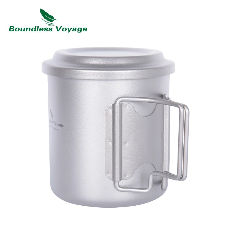Boundless Voyage 420ml Titanium Mug with Strainer & Lid Lightweight Camping Single Layer Tea Cup with Filter Outdoor Drinkware