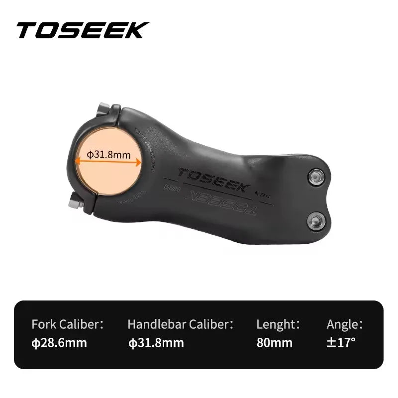 TOSEEK K04 Black Matte Carbon Fibre Stem MTB Bike Road Mountain Bicycle Stem 31.8mm Handlebar Stems 70/80/90/100/110/120/130mm