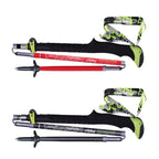 Folding carbon fiber trekking pole quick lock 115-135cm, black/red, 1pc or 2pc