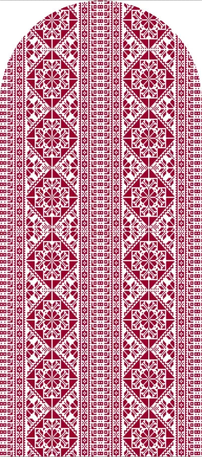 Red Embroidered Hibiscus Pattern Arched Background Cover for Birthday Bride Shower Decoration Photography Background