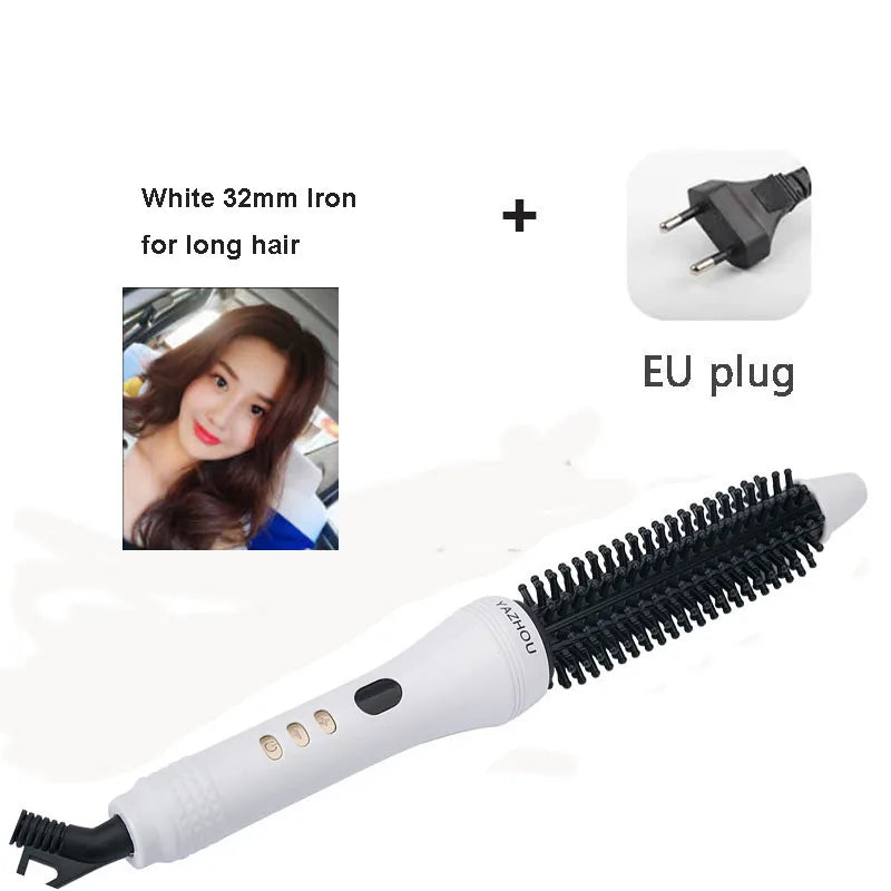 22/26/32mm Multifunction Straightener & Curler Comb Tourmaline Ceramic Simply Round Hot Brush LCD Display Salon Style Curly Tool