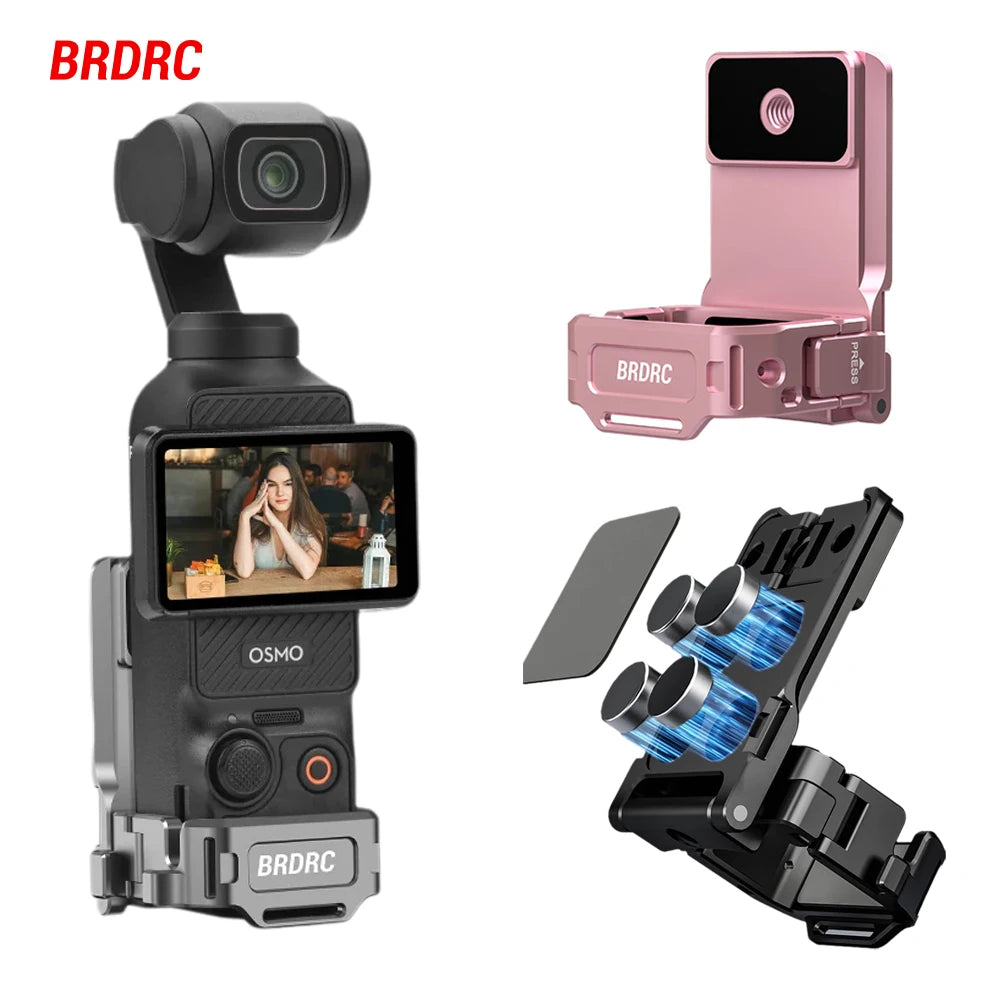BRDRC Pocket 3 Magnetic Mount Stand Aluminum Alloy Expansion Adapter Desktop Base for DJI Pocket 3 Video Creator Accessories
