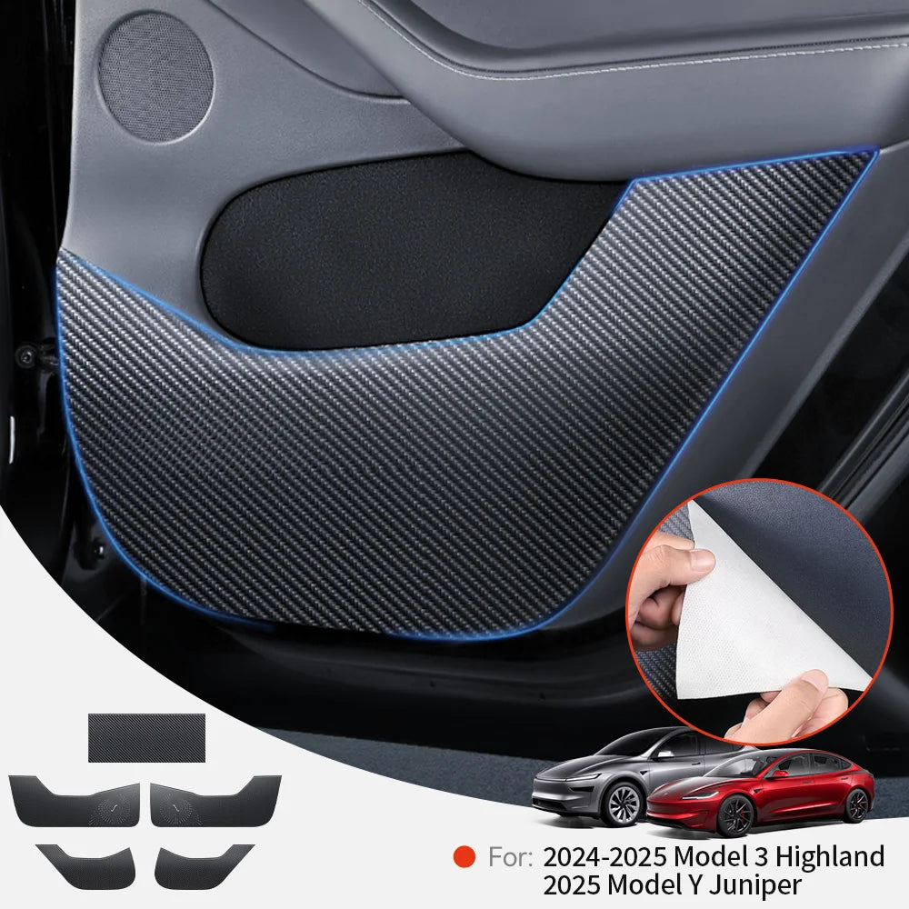 YZ For Tesla Model Y Juniper 2025 Car Door Anti-Kick Pad Leather Sticker Trim Kit Side Door Protector Cover Car Interior Decor