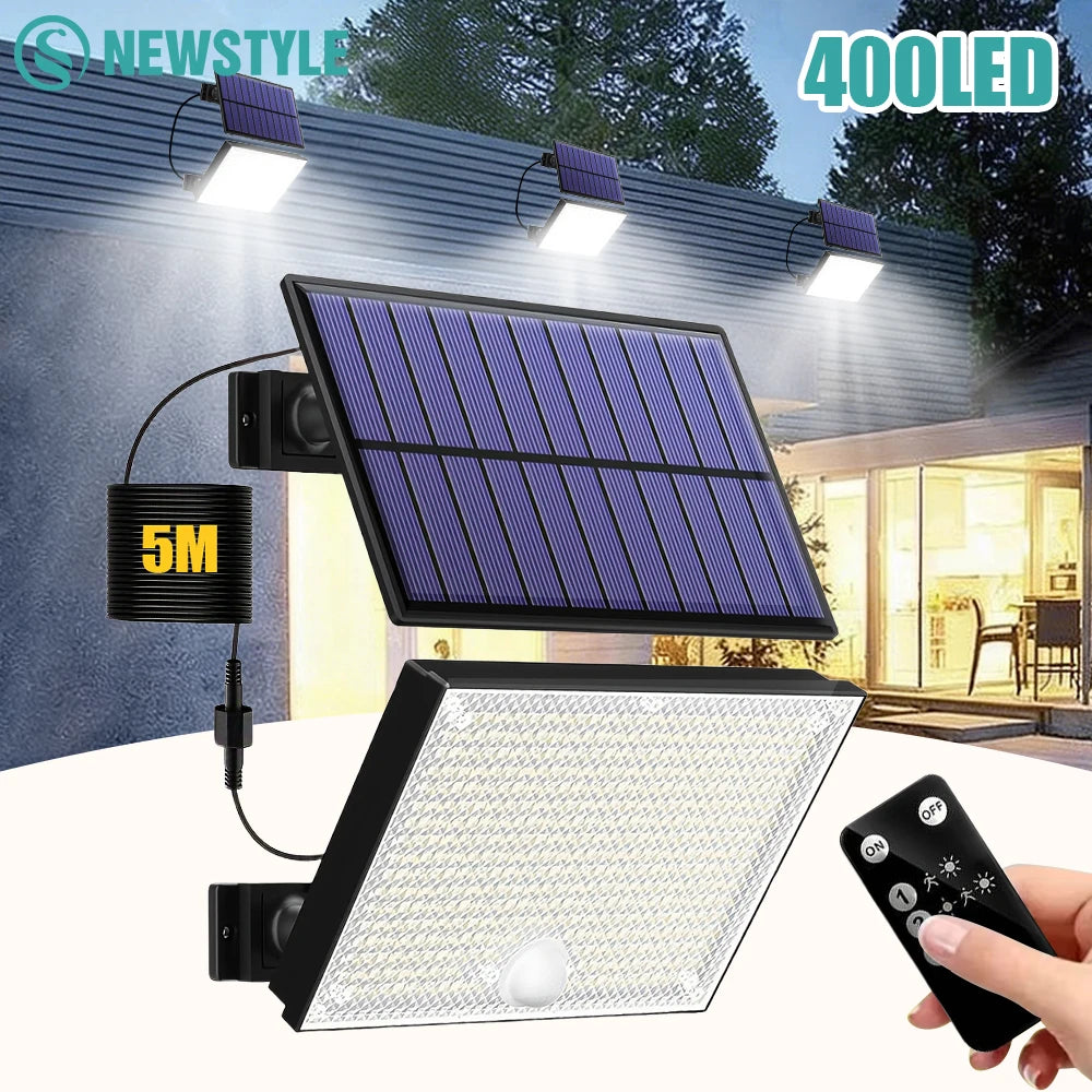 Solar Lights Outdoor 400LED Remote Solar Security Lights Outdoor Motion Sensor Waterproof Solar Wall Lamp Garden Patio Yard
