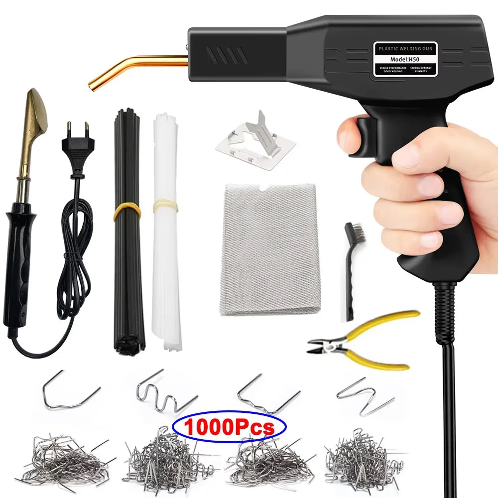 50W Hot Stapler Plastic Welding Machine Plastic Bumper Soldering Iron 2 in 1 Garage Tools Car Bumpers Repair Kit PVC Welder Gun
