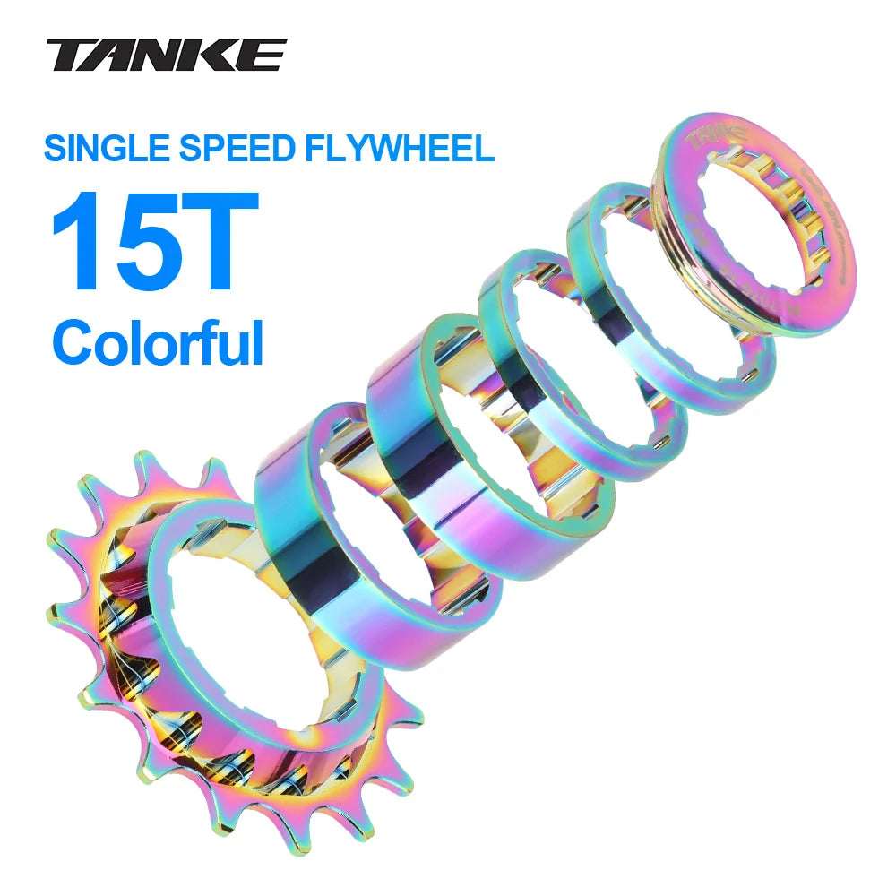TANKE Single Speed Flywheel Conversion Kit HG Cassette Cog 7075 Aluminum 15T-18T