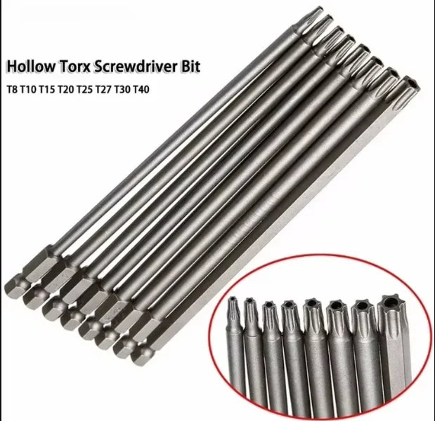 8PCS Torx Screwdriver Bit Set 1/4 Inch Hex Shank Magnetic Star Bits T8-T40 for Drill Wrench 150mm 200mm