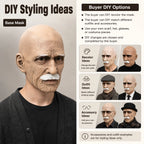 Full Head Mask Latex Realistic Men Face Beard Halloween Costume Party Props Old Man Latex Halloween Mask Cosplay Party Headgear