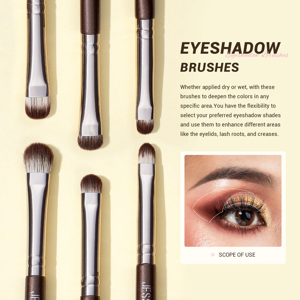 Jessup Eye Makeup Brushes Set Professional 15pcs Eyeshadow Brushes Vegan Concealer Eyebrow Liner Blending Brush Brown,T499