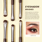 Jessup Eye Makeup Brushes Set Professional 15pcs Eyeshadow Brushes Vegan Concealer Eyebrow Liner Blending Brush Brown,T499