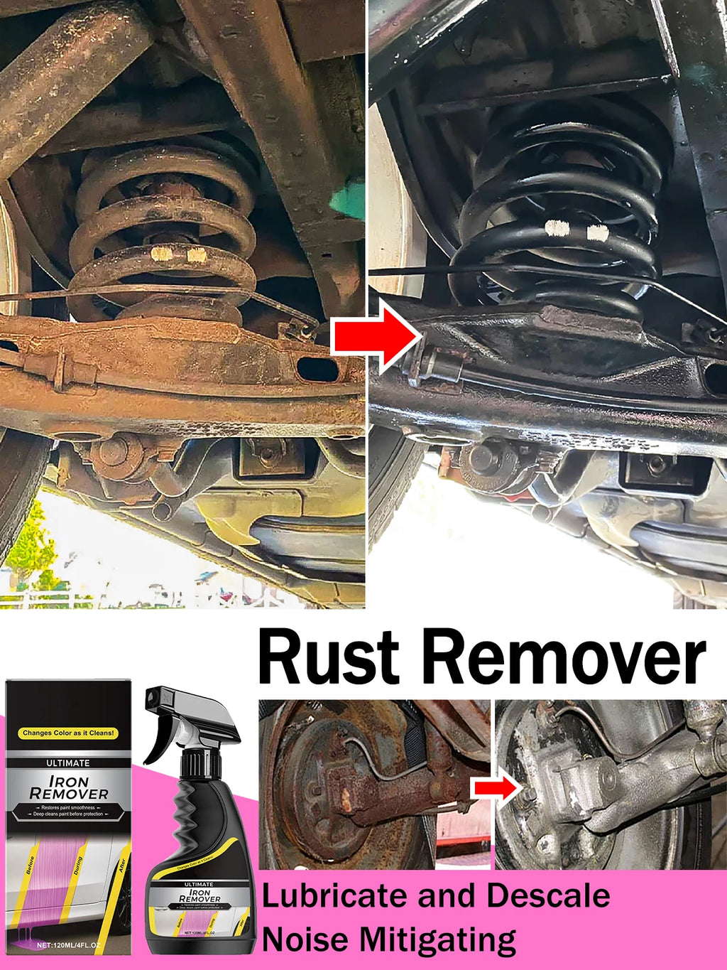 Car Rust Remover Quick Remover  Exhaust Pipe Rust Removal Spray Cleaning Metal Iron Powder Old Cars To New