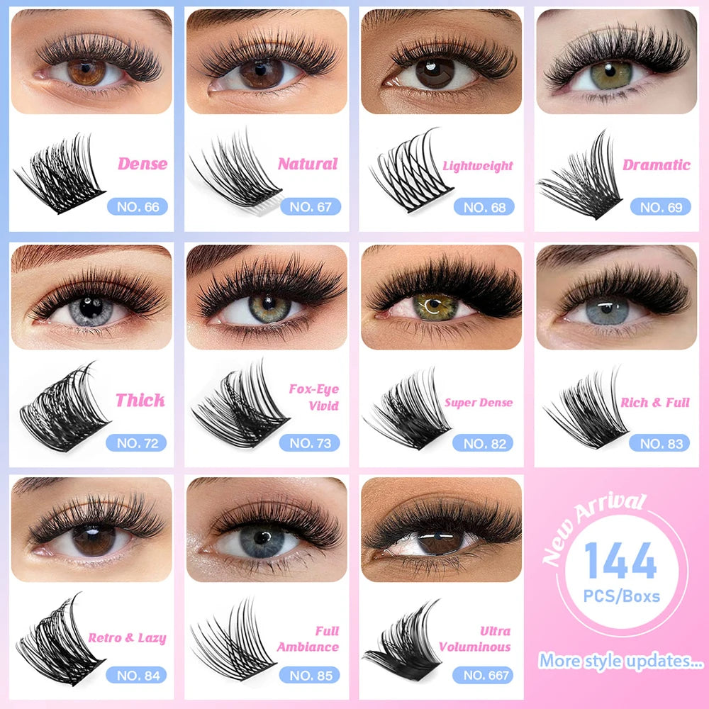 YUANZHIJIE Individual Eyelashes Makeup Cilios Cluster Eyelash Extension Wispy C/D Curling Volume Black Soft False Eyelash Makeup