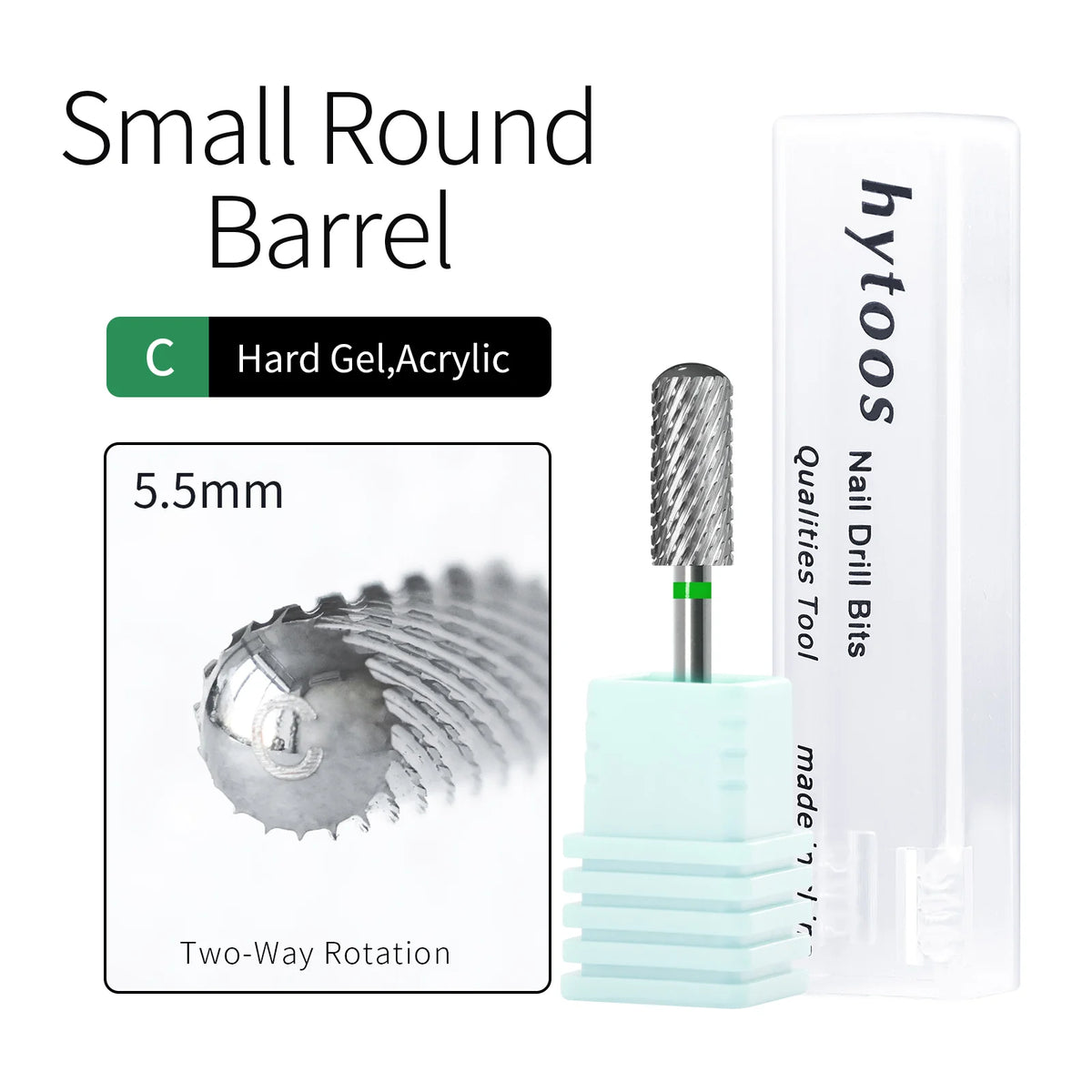 HYTOOS 5.35mm Safety Barrel Nail Drill Bit – Pro Gel Polish Removal Bit for Electric Nail Files Fast & Safe Acrylic & Poly Gel