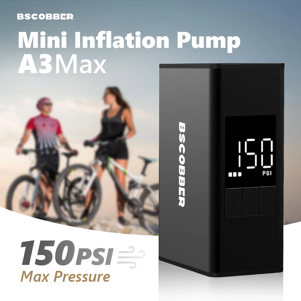 BSCOBBER Mini Air Compressor Cycling Pump for Mountain Bike Tires Portable Bike Tire Inflator with Digital Gauge 150PSI Gravel
