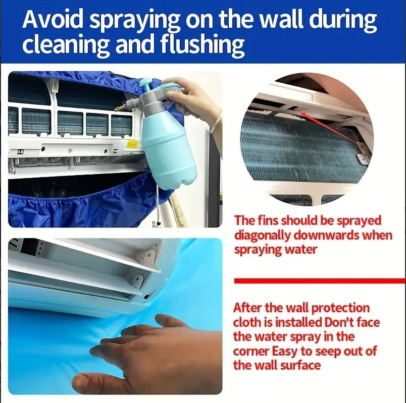 Hanging AC Cleaning Cover Kit, Reusable Dust Water Bag w/ Support Plate, 105cm 2pcs