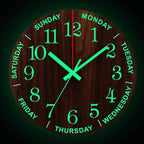12 Inch Luminous Wall Clock Wood Silent light in dark night Nordic Fashion Wall Clock Non Ticking Clock With Night Light Gift