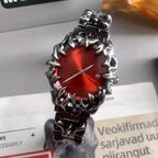 Men's Vintage Flame Design Alloy Watch Punk Quartz Wristwatch with Date for Men Unique Dragon Style Casual Waterproof Clock