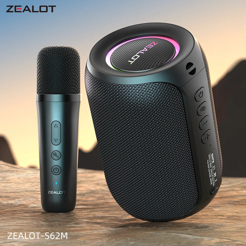 ZEALOT S62M Portable Karaoke Machine Bluetooth 5.3 Speaker with 1-2 Wireless Mics