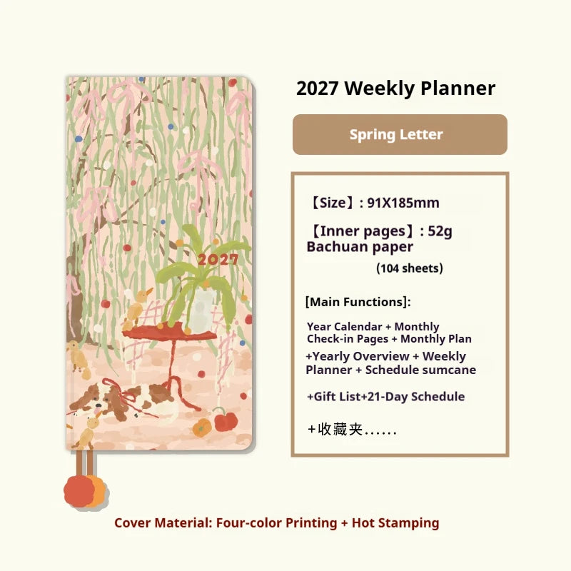 Kinbor 2026 Weekly Planner Work Plan Notebook Daily Time Management Two Pages A Week Schedule Book Self Disciplined Punch Book