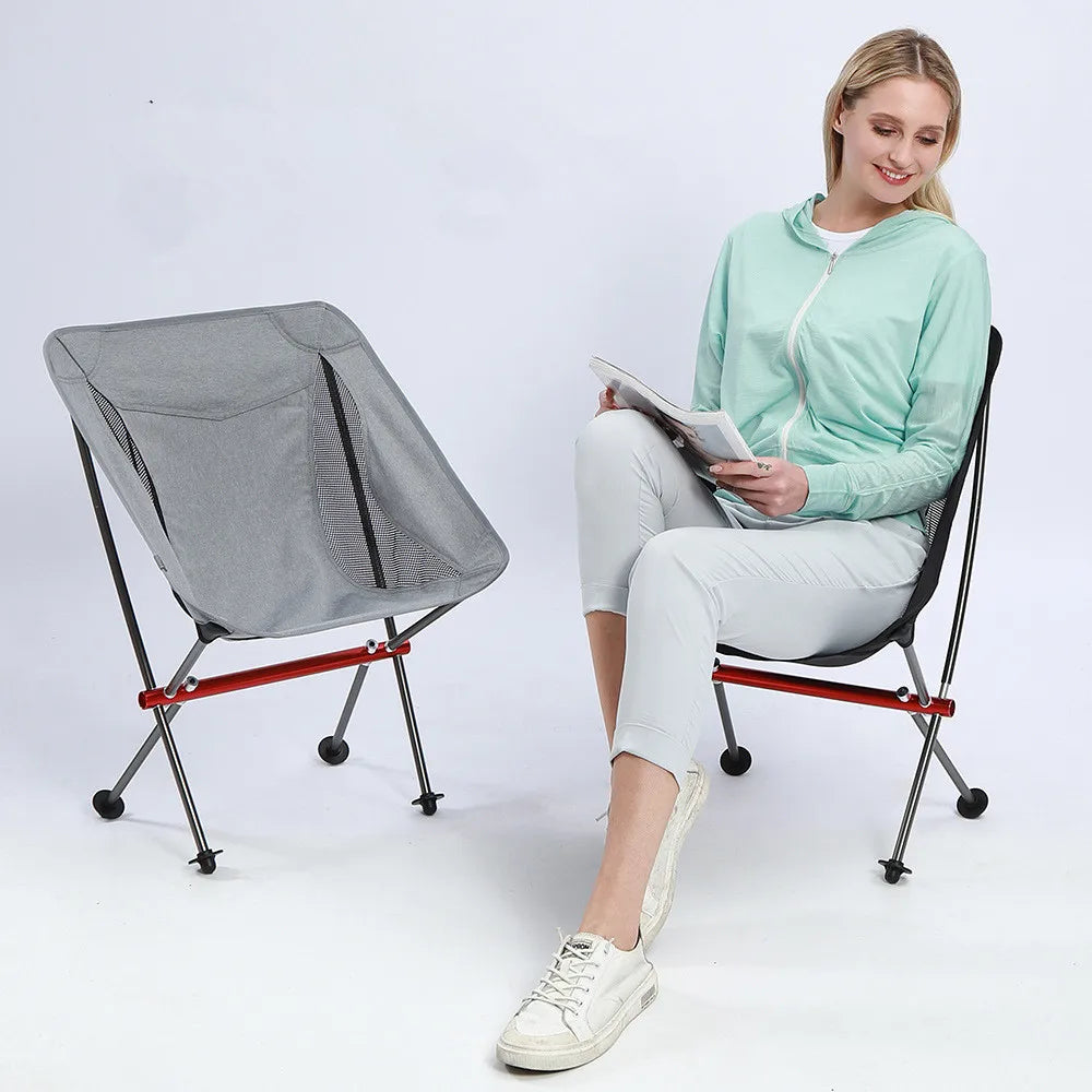 Portable Folding Camping Chair Full-Aluminum Frame Compact with Carry Bag Outdoor Hiking Fishing Backpacking