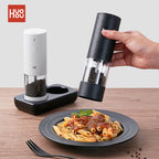 2024 NEW Huohou Electric Grinder Pepper Seasonings Spices Grain Mill Salt Shaker LED Light 6 Modes Kitchen Cooking Tool 2pcs Set