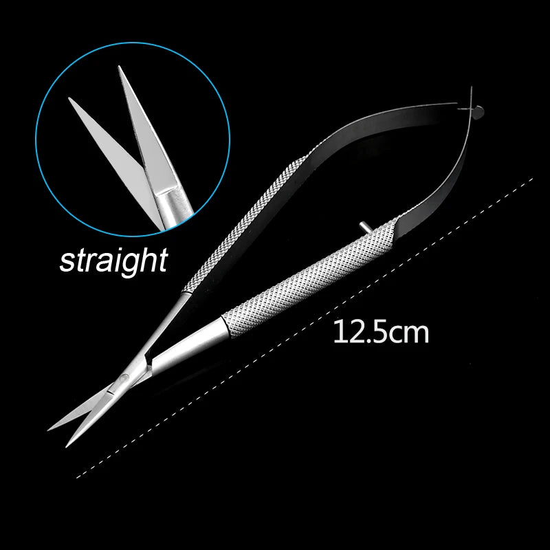 Castroviejo Cornea Micro Scissors Stainless Steel Ophthalmic Instrument, 1pc, 12.5cm/14cm Straight or Curved