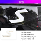 3D ABS S Emblem Letters Car Trunk Badge Decal Stickers for Mini Countryman U25 F65 F66 F67 Cooper S E SE J01 EV J05 Aceman