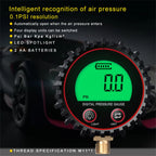 255PSI Digital Gas Pressure Gauge with M11 1/4 1/8NPT Screw Thread Connector Rubber Protector For Car Truck Motorcycle