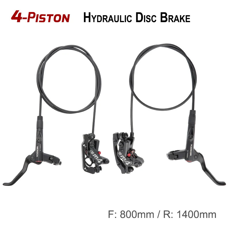 4-Piston MTB Hydraulic Disc Brake Set Alloy Lever & Caliper Front/Rear Left/Right